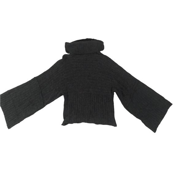 Calvin Klein Charcoal Gray Wide Sleeve Cowl Neck Angora Wool Sweater Size L - Picture 7 of 12